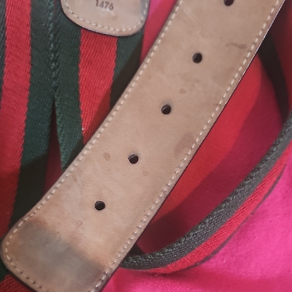 Gucci Brown and Green Belt with Gold Buckle - Picture 3 of 7